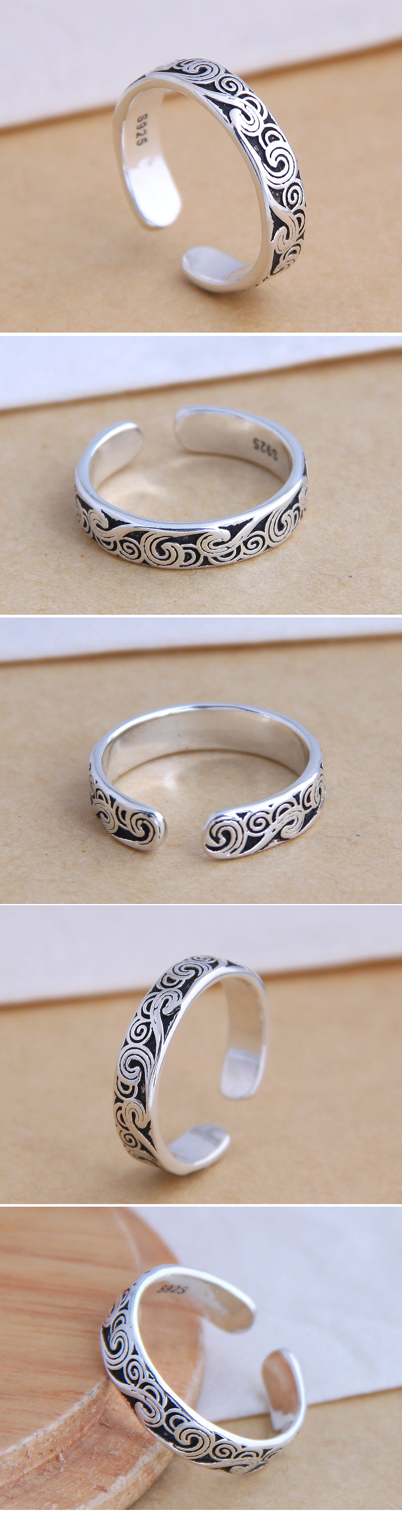 Fashion Jewelry Fashion Vintage Pattern Open Ring Simple Ring Wholesale display picture 1