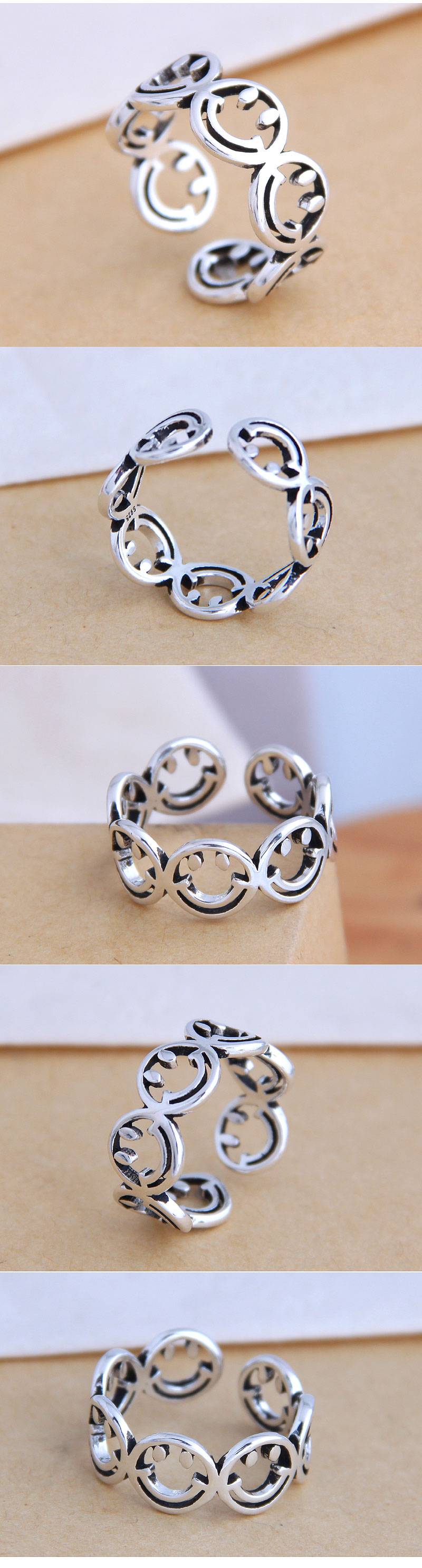 Fashion Jewelry Fashion Retro Smiley Hollow Open Ring Simple Ring Wholesale display picture 1