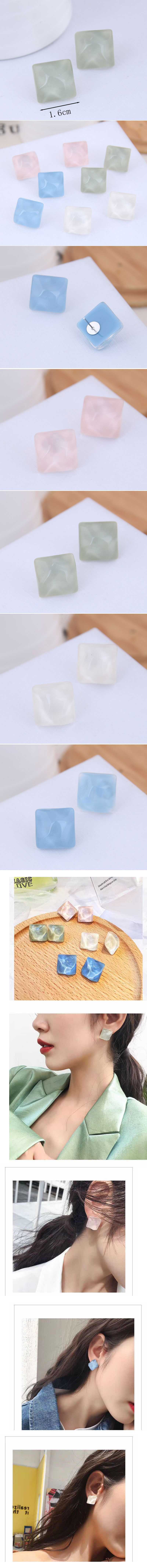 Fashion Jewelry Korean Fashion Sweet Resin Accessories Square Earrings Wholesale display picture 1