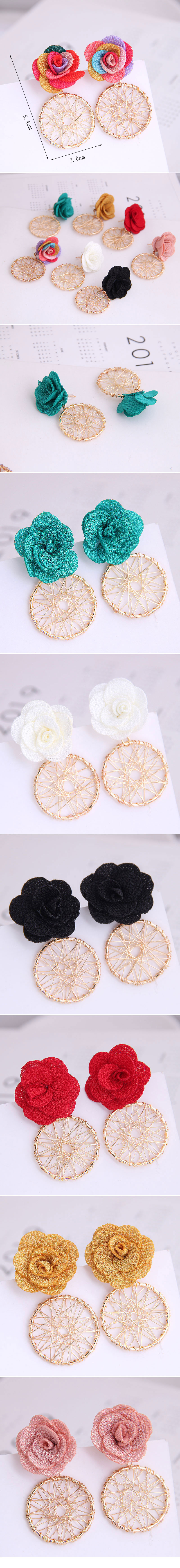 Korean Fashion Sweet Flower Metal Capture Mesh Stud Earrings Fahsion Jewelry Wholesale display picture 1