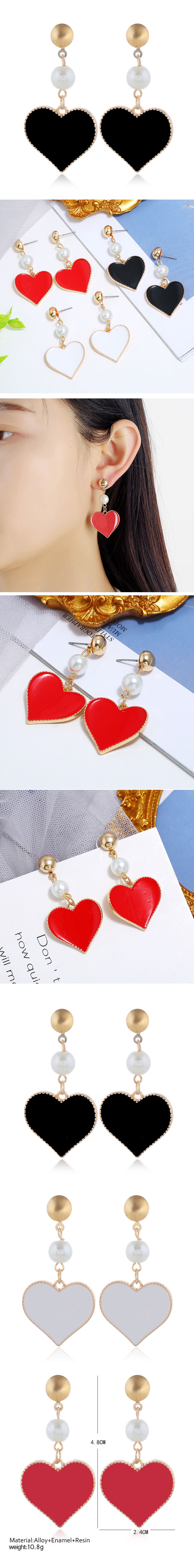 Korean Fashion Sweet Contrast Color Love Earrings Fahsion Jewelry Wholesale display picture 1