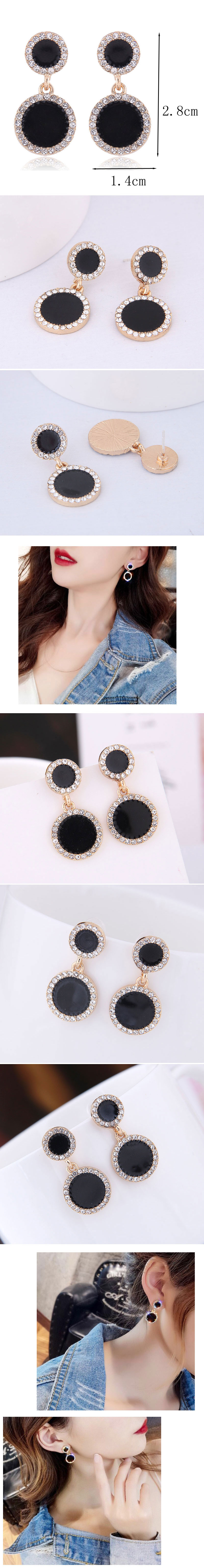 Korean Fashion Metal Simple And Sweet Simple Round Pendant Diamond Earrings display picture 1