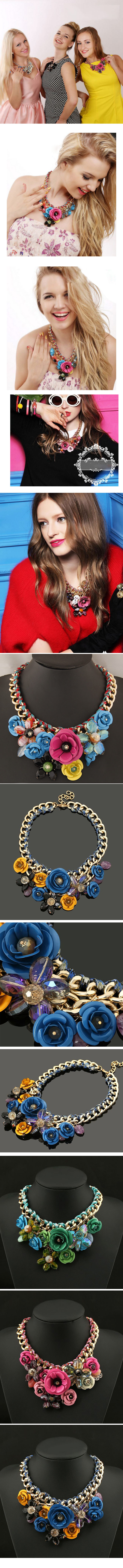 Fashion Jewelry Wholesale Sweet Colorful Rich Flower Short Necklace display picture 1