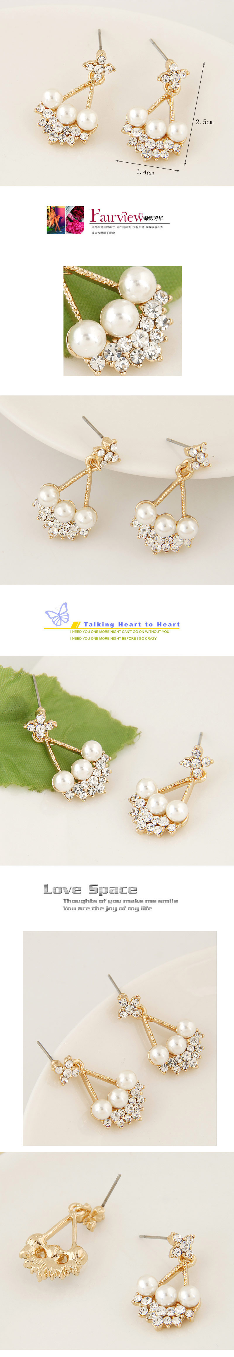 الأزياء والمجوهرات الكورية أزياء الحلو Ol فلاش الماس بسيطة أقراط display picture 1