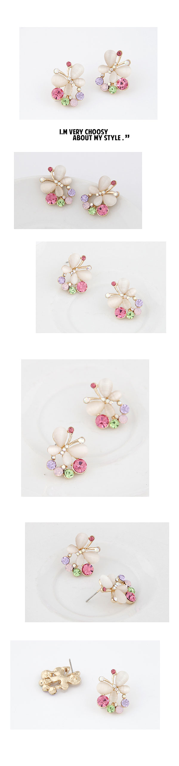 Fashion Jewelry Korean Fashion Sweet Opal Butterfly Stud Earrings display picture 1
