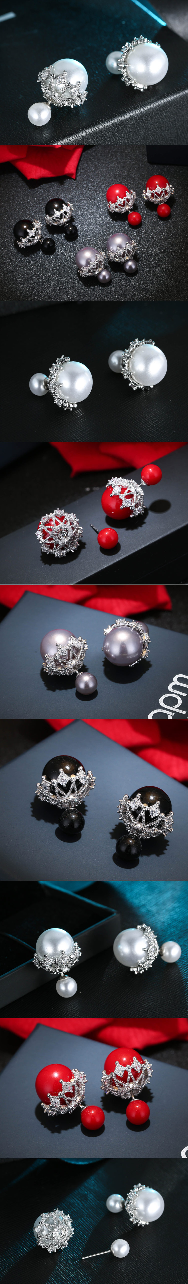 Fashion Copper Zircon Elegant Pearl Earrings Wholesale display picture 1
