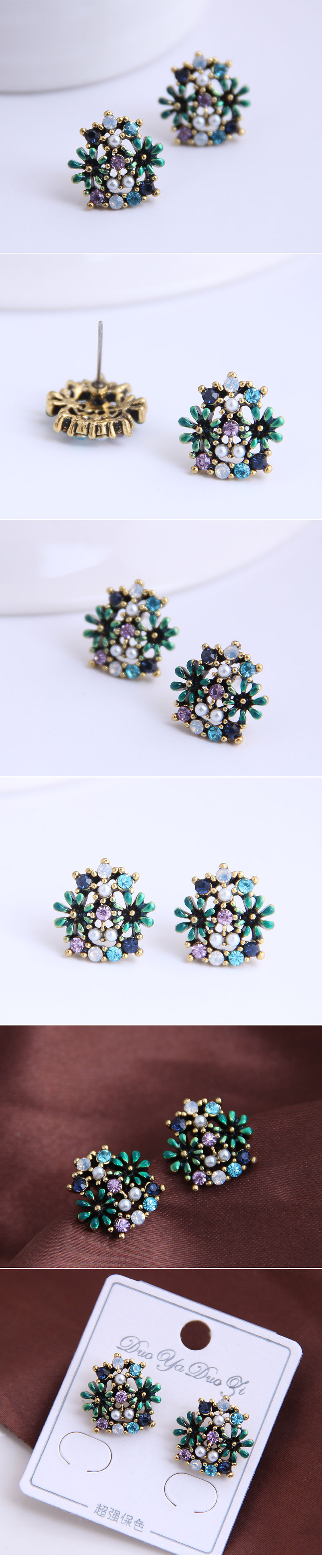 Korean Fashion Sweet Simple Small Chrysanthemum Earrings Yiwu Nihaojewelry Wholesale display picture 1