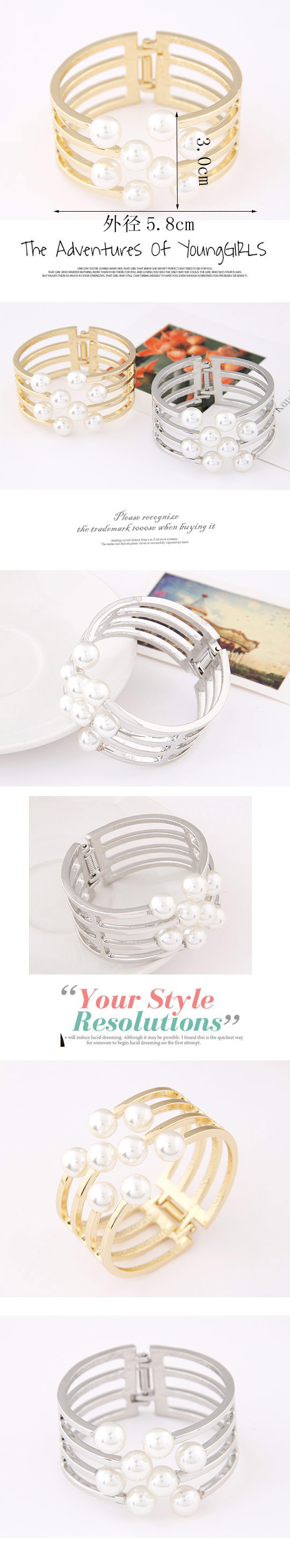 Elegante Moda Metal Simple Perla Exagerada Pulsera Yiwu Al Por Mayor display picture 1