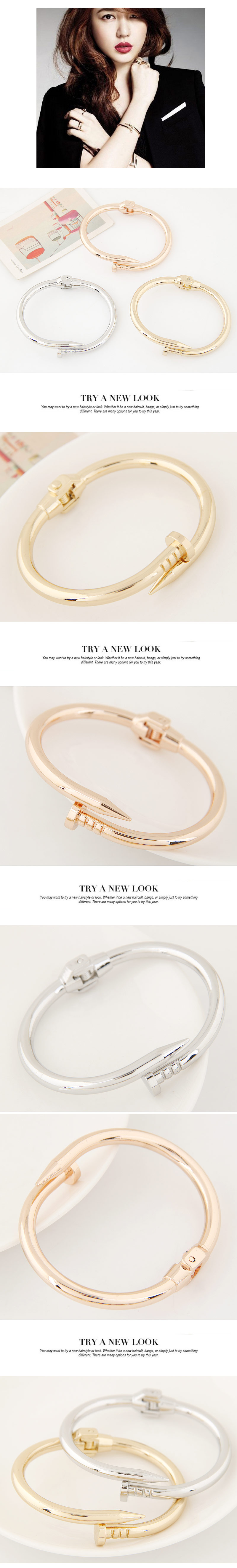 New Fashion Metal Trend Simple Nail Exaggerated Bracelet Wholesale Yiwu display picture 1