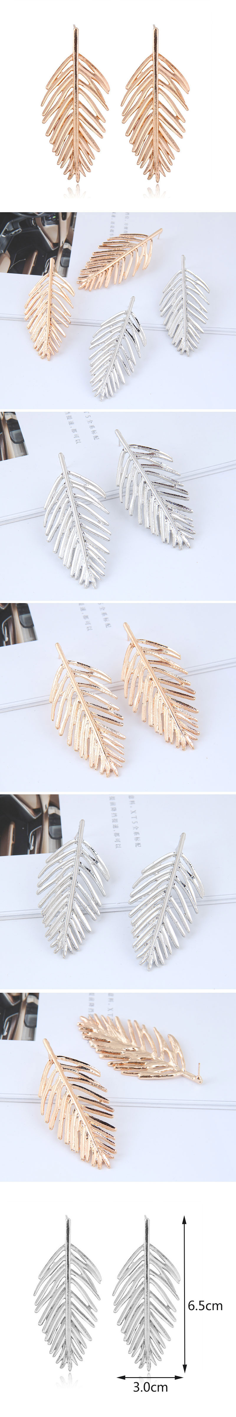 Metal Hollow Branches Leaves Leaves Exaggerated Earrings Yiwu Nihaojewelry Wholesale display picture 1