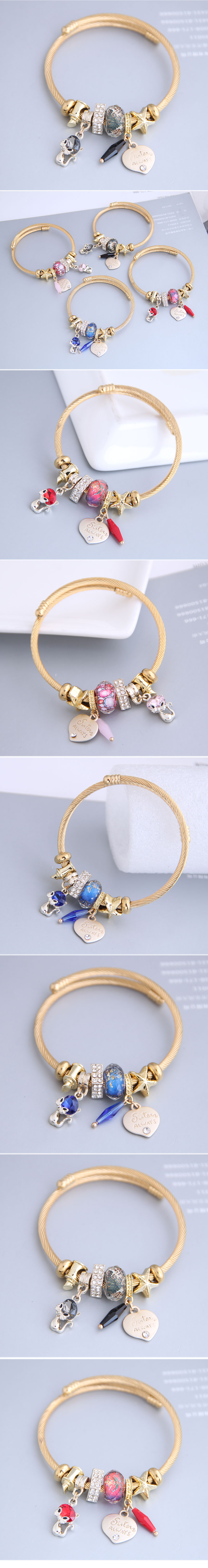New Fashion Simple Cute Cat Love Pendant Multi-element Bracelet Yiwu Nihaojewelry Wholesale display picture 1