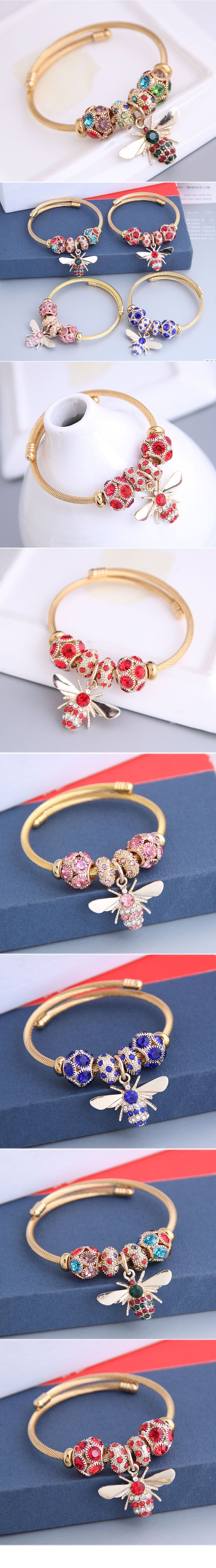 New Fashion Simple Flash Diamond Bee Pendant Multi-element Accessories Bracelet Yiwu Nihaojewelry Wholesale display picture 1