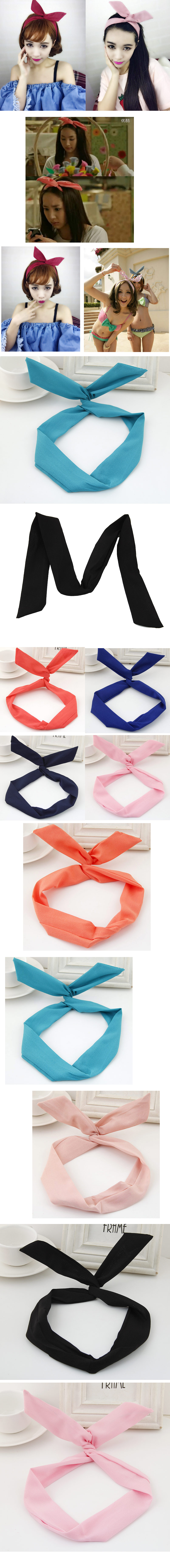 Korea Fashion Variety Solid Color Cute Rabbit Ear Hairband Yiwu Nihaojewelry Wholesale display picture 1