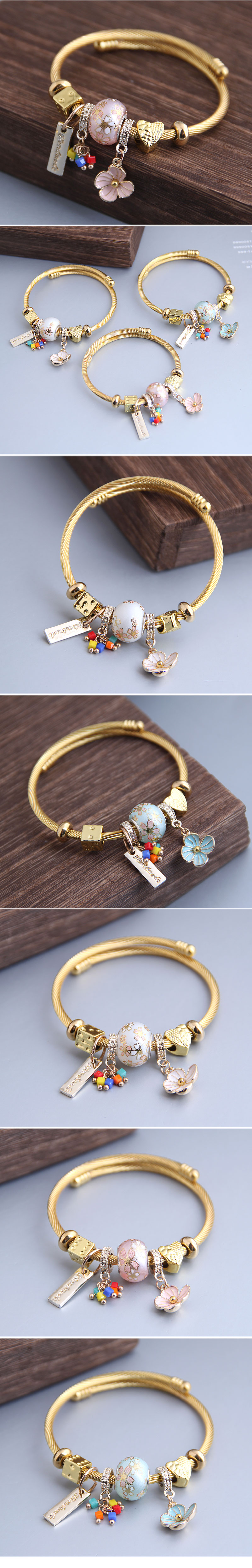 Fashion Metal Wild Pan Dl Sweet Flower Pendant Multi-element Accessories Nihaojewelry Wholesale Bracelet display picture 1
