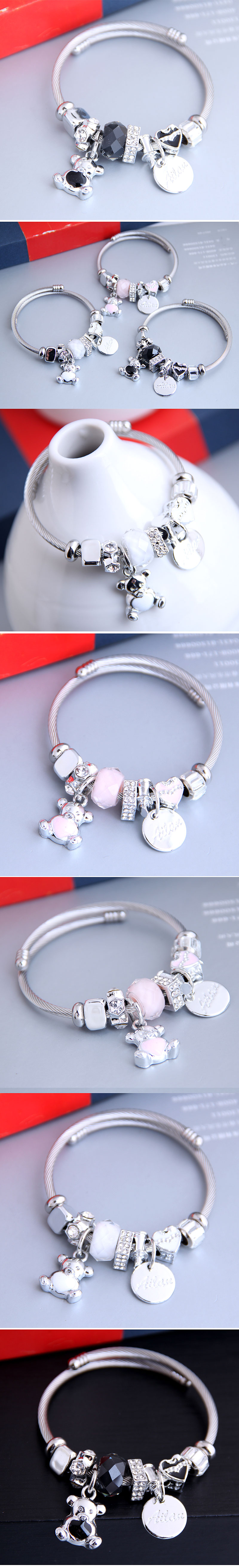Fashion Metal Wild Pan Dl Sweet Cute Bear Pendant Accessories Bracelet Nihaojewelry Wholesale display picture 1