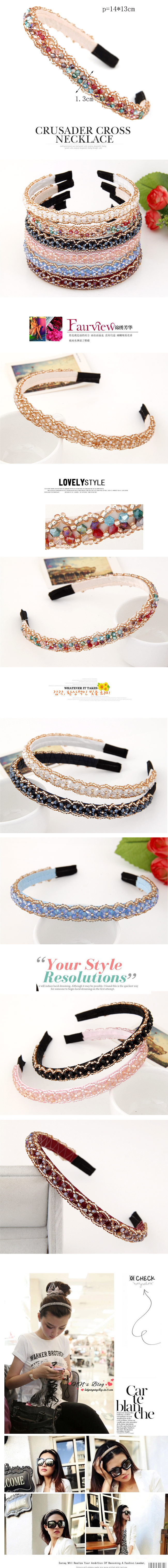 Korean Fashion Pure Hand-made Sweet Crystal Temperament Headband Nihaojewelry Wholesale display picture 1