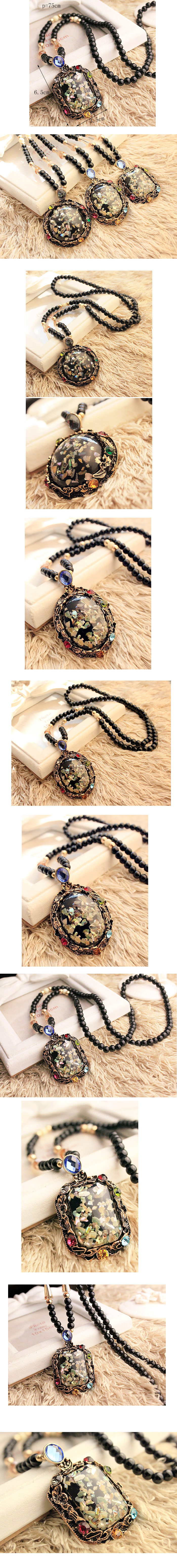 Korean Fashion Colorful Shell Pendant Accessories Crystal Beads Long Necklace Sweater Chain display picture 1