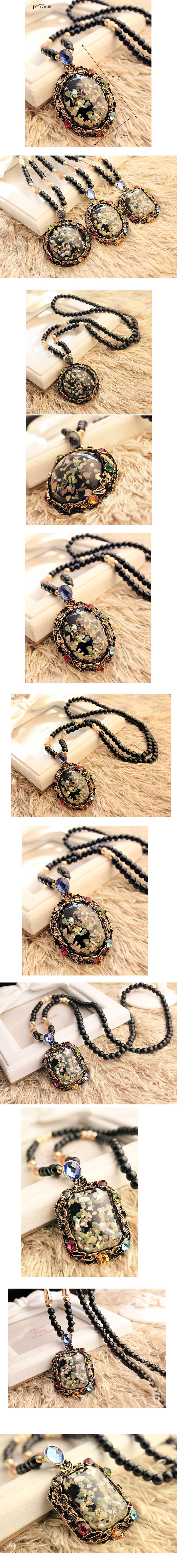 Korean Fashion Colorful Shell Pendant Accessories Crystal Beads Long Necklace Sweater Chain display picture 1