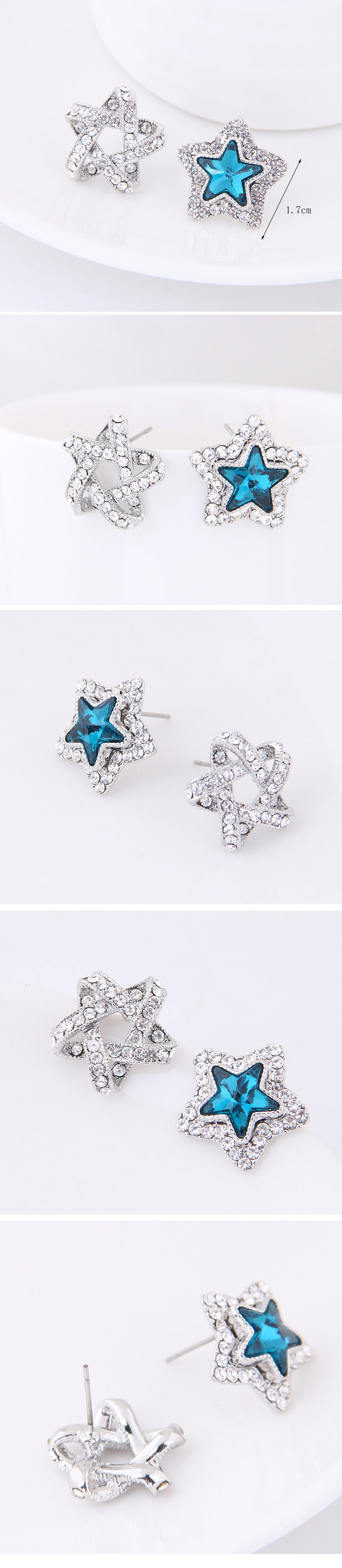 Boutique Korean Fashion Sweet Ol Flash Diamond Lucky Star Personality Earrings display picture 1