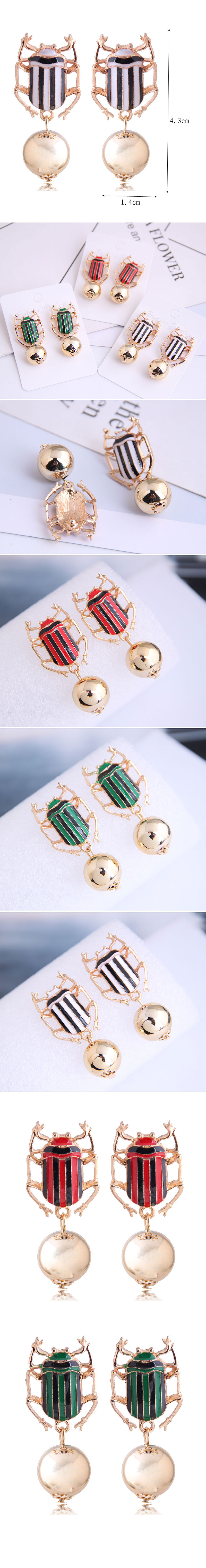 New Fashion Metal Wild Dripping Oil Hit Color Beetle Exaggerated Earrings Wholesale Yiwu display picture 1