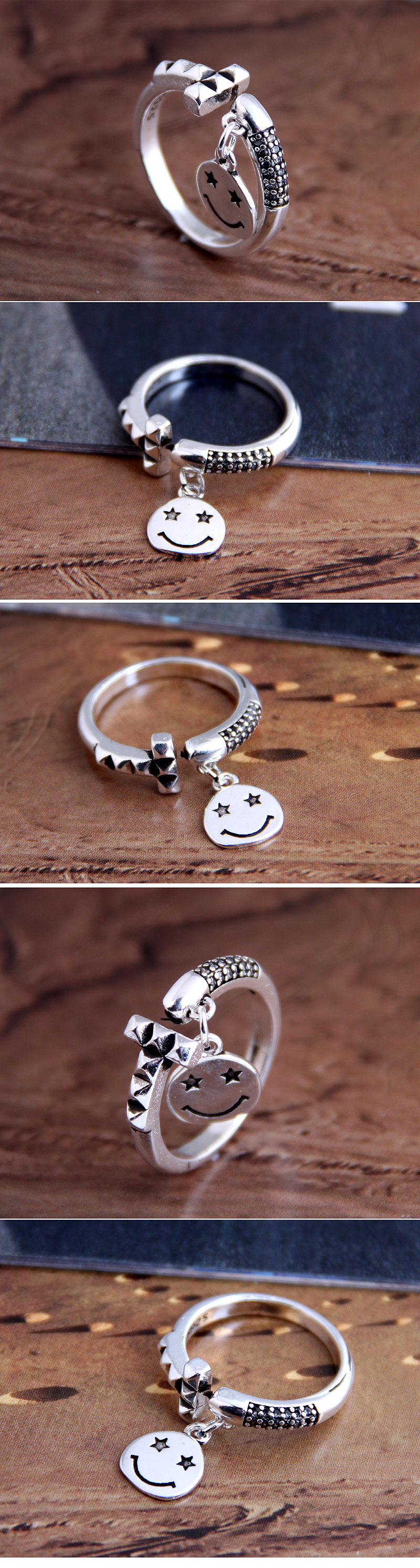 Fashion Retro Smiley Face Pendant Open Ring Yiwu Nihaojewelry Wholesale display picture 1