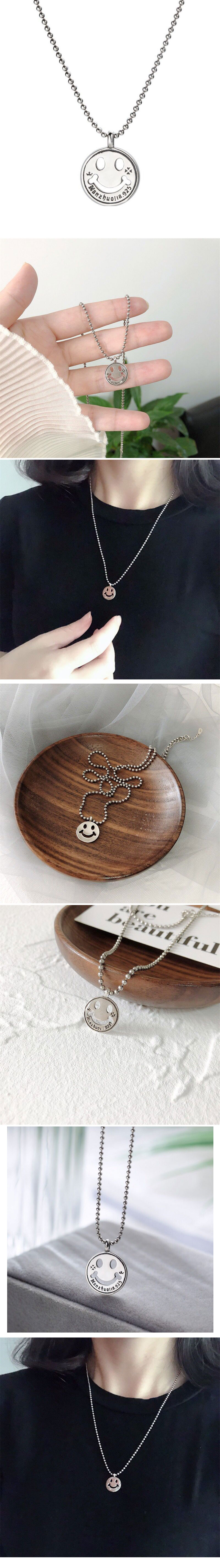 Fashion Retro Simple Smile Face Personality Girl Necklace display picture 1