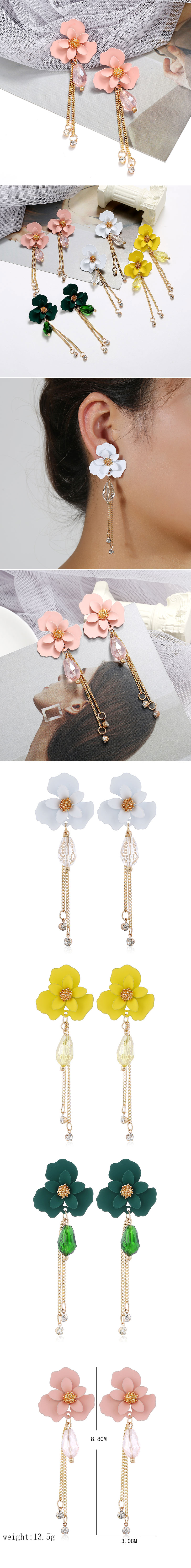 Korean Style Fashion Simple Flower Fringe Temperament Earrings display picture 1