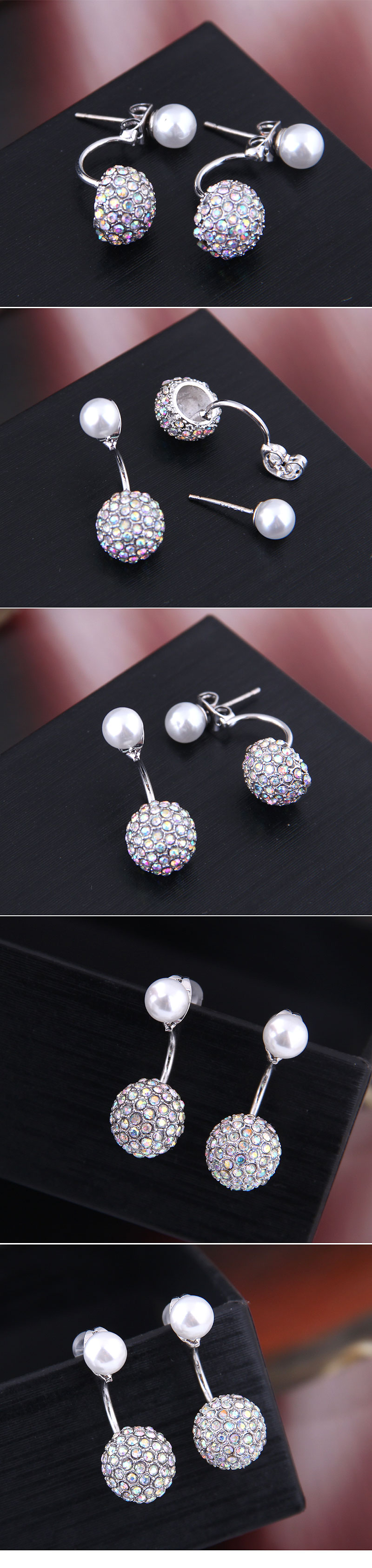 Exquisite 925 Silver Needle Korean Fashion Sweet Inlaid Zirconium Bright Beads Personality Earring Wholesale display picture 1