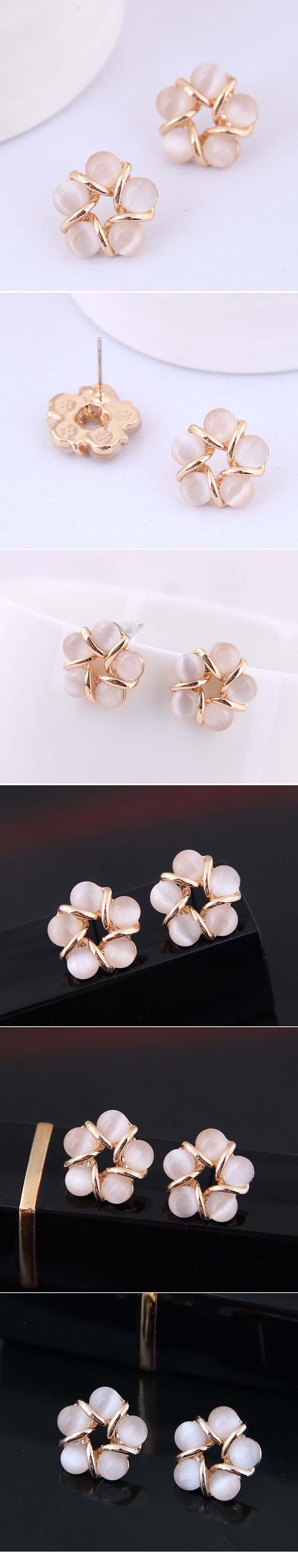 Exquisite Korean Fashion Sweet And  Simple Opal Personality Earrings Wholesale Nihaojewelry display picture 1