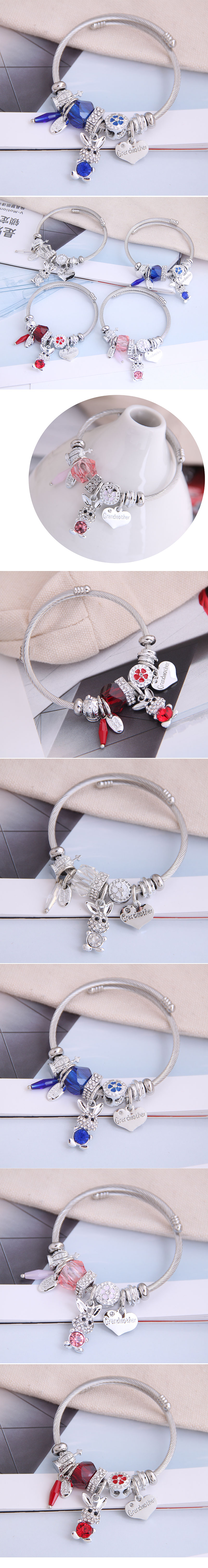 Fashion Metal Wild Pan Dl Simple And Wild Shine Bunny Pendant Multi-element Accessories Personalized Bracelet Wholesale Nihaojewelry display picture 1