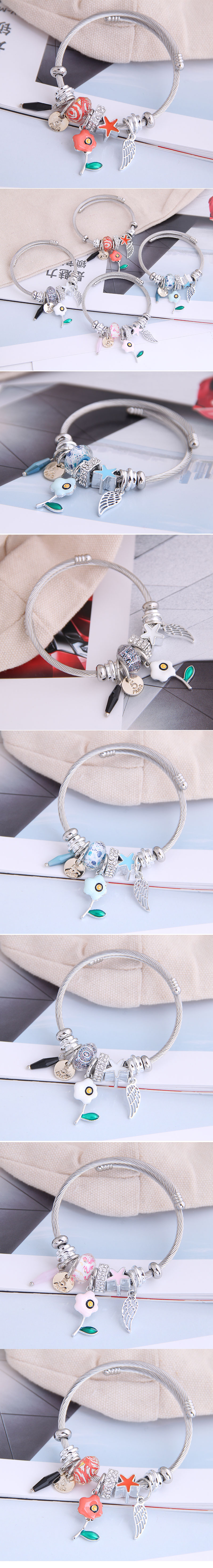 Fashion Metal Wild Pan Dl Simple Small Flower Wings Pendant Multi-element Accessories Personalized Bracelet Wholesale Nihaojewelry display picture 1