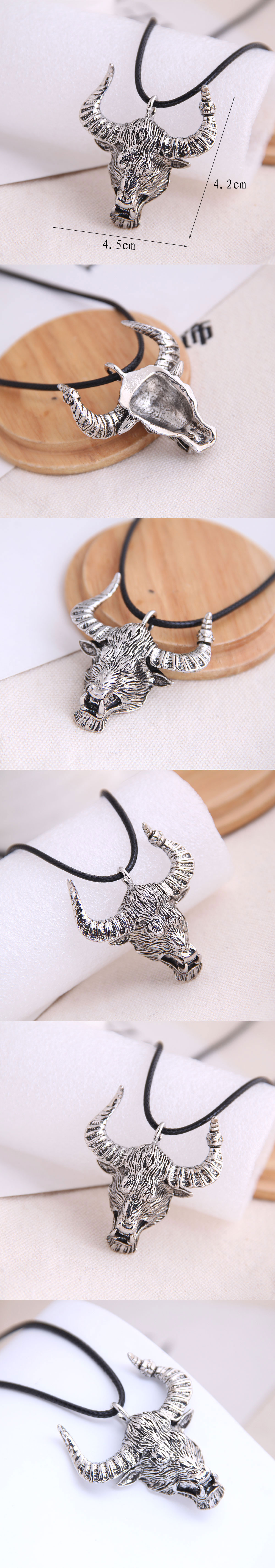 Fashion Retro Bull Head Trend Men's Domineering Retro Exaggerated Necklace Wholesale Nihaojewelry display picture 1