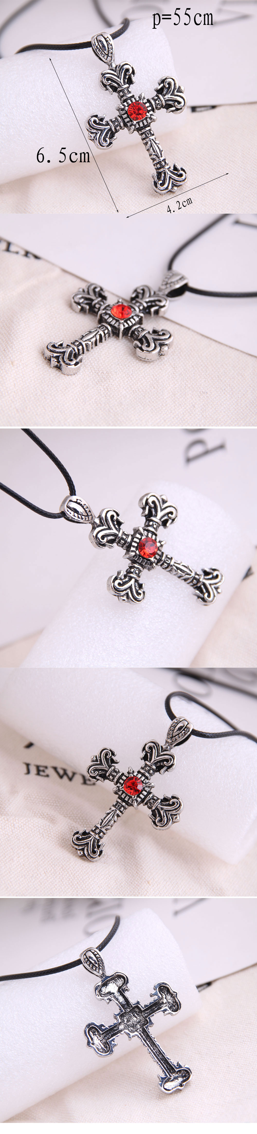 Fashion Retro Cross Trend Men's Domineering Retro Exaggerated Necklace Wholesale Nihaojewelry display picture 1