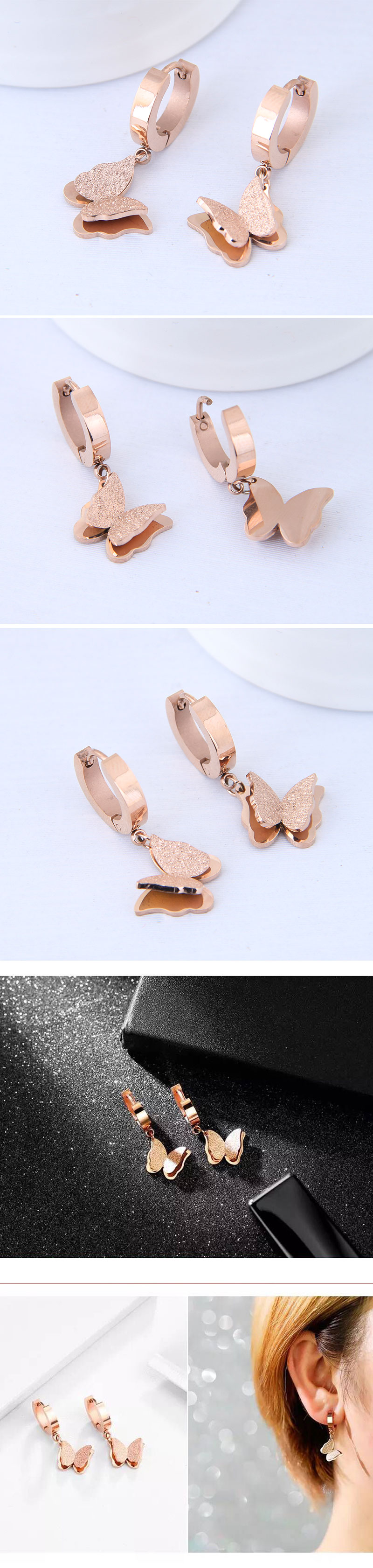 Boucles D&#39;oreilles Papillon En Acier Titane Simple Mode Coréenne Nihaojewelry En Gros Nhsc214454 display picture 1