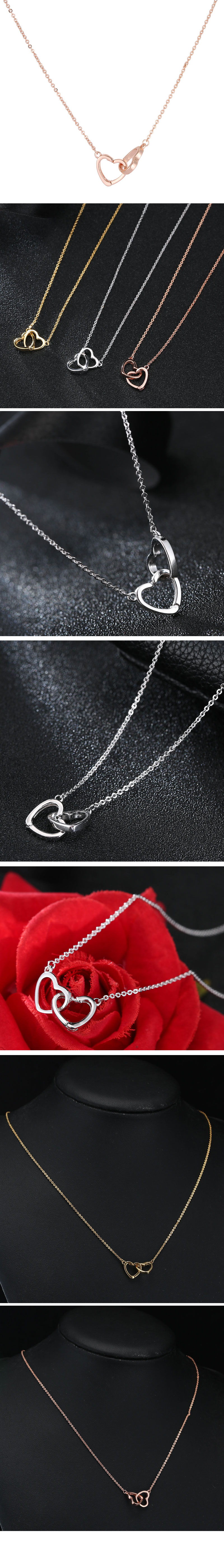 Korean Fashion Sweet Heart And Heart Copper Necklace Nihaojewelry Wholesale display picture 1