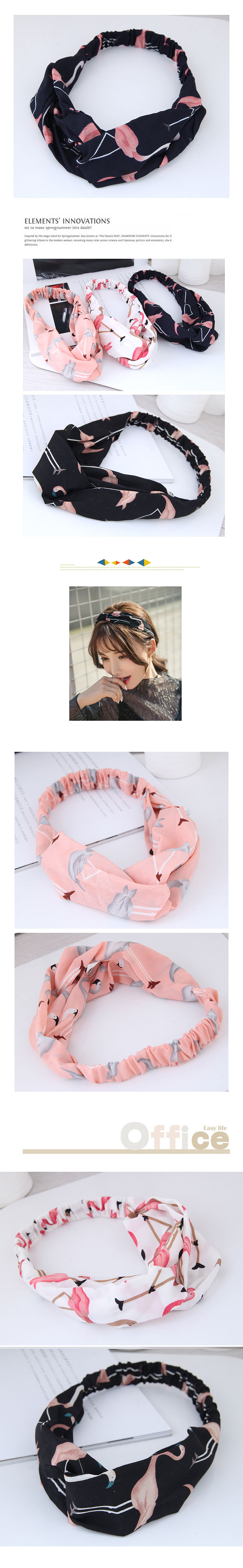 Fashion  Hair Band Nihaojewelry Wholesale Sweet Wide-brimmed Flamingo Cross Elasticated Wide-brimmed Hair Accessories Hair Band display picture 1