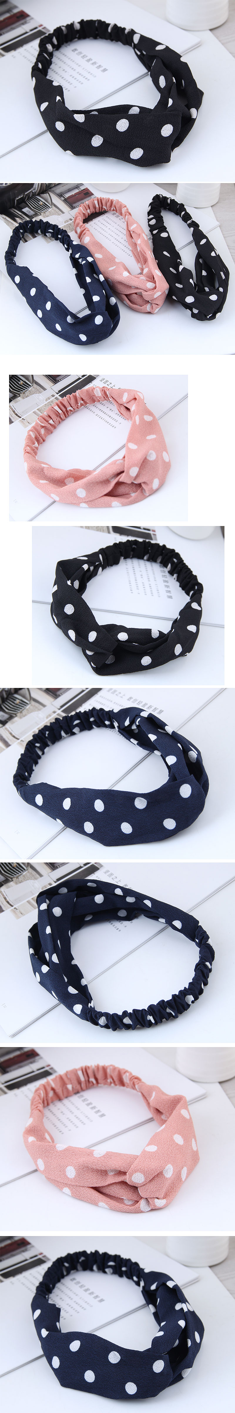 Fashion  Hair Band Nihaojewelry Wholesale Simple Wide-sided Polka Dot Cross Elastic Wide-band Hair Accessories Hair Band display picture 1