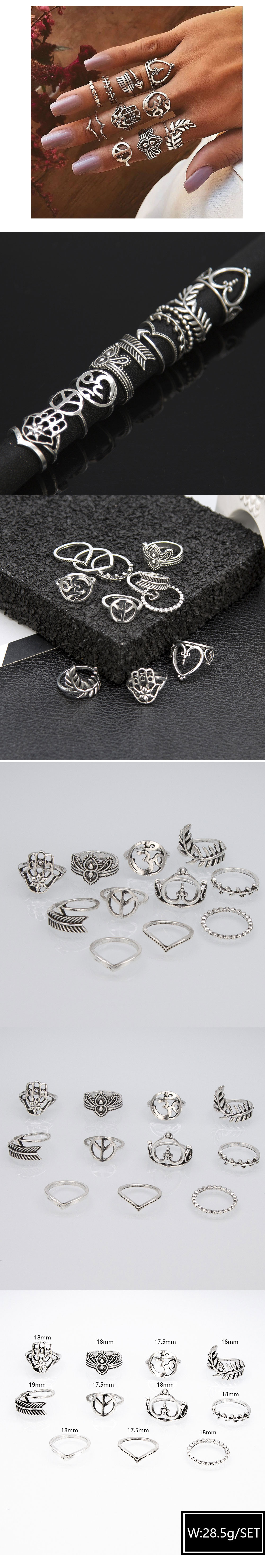 Fashion Metal Simple And Big Heart Big Palm Exaggerated Temperament Combination Ring Wholesale Nihaojewelry display picture 1