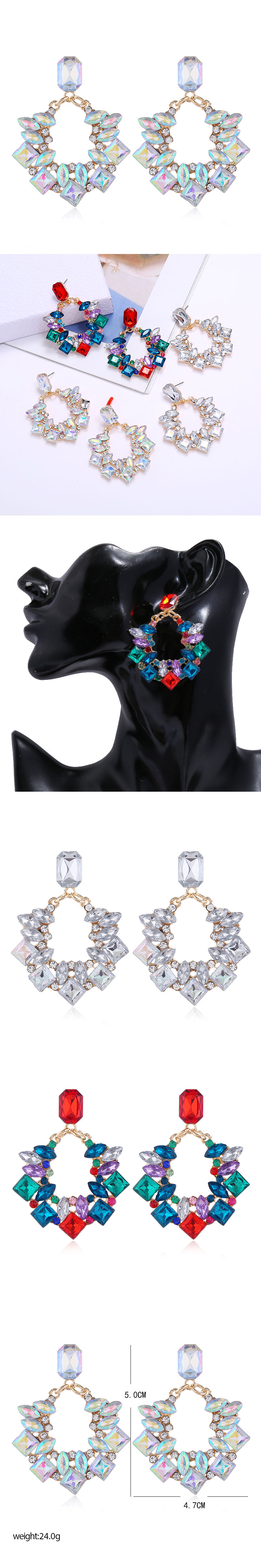Métal Simple Et Brillant Gemmes Scintillantes Exagérées Boucles D'oreilles En Gros Nihaojewelry display picture 1
