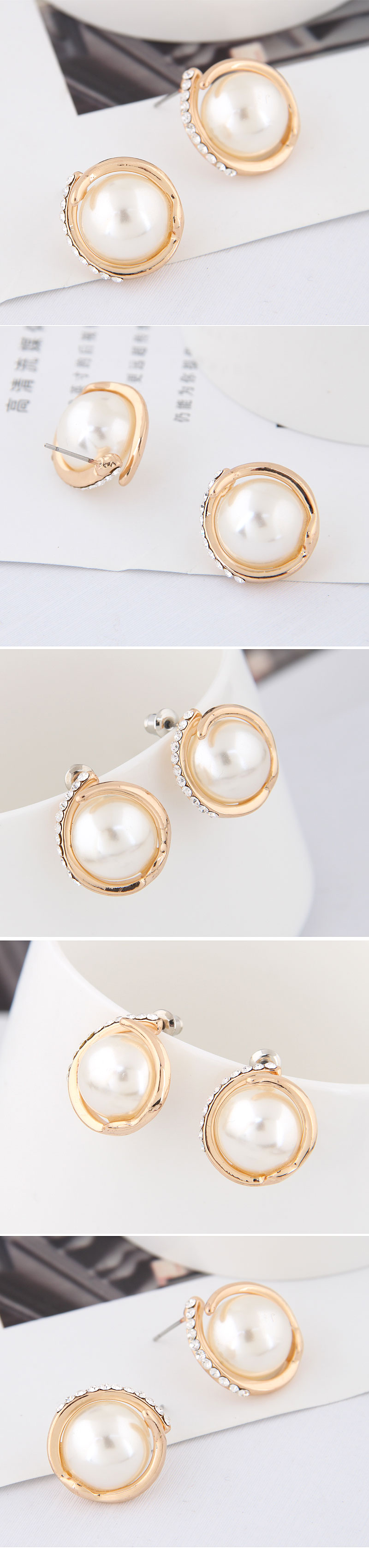 Boutique Korean Fashion Metal Sweet And Elegant Simple Pearl Personality Temperament Earrings Wholesale Nihaojewelry display picture 1