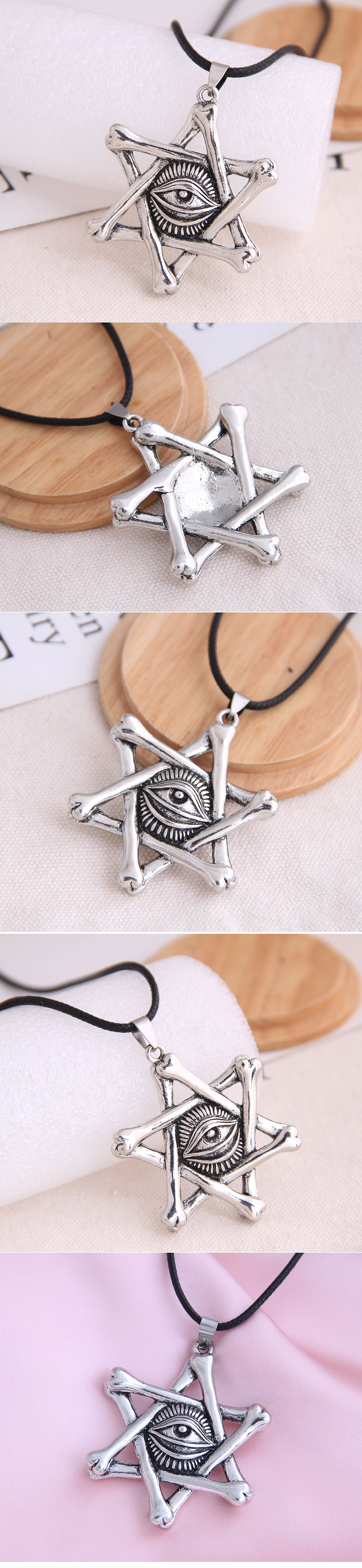 New Fashion Men Domineering Retro Devil's Eye Five-pointed Star Personality Necklace Wholesale Nihaojewelry display picture 1