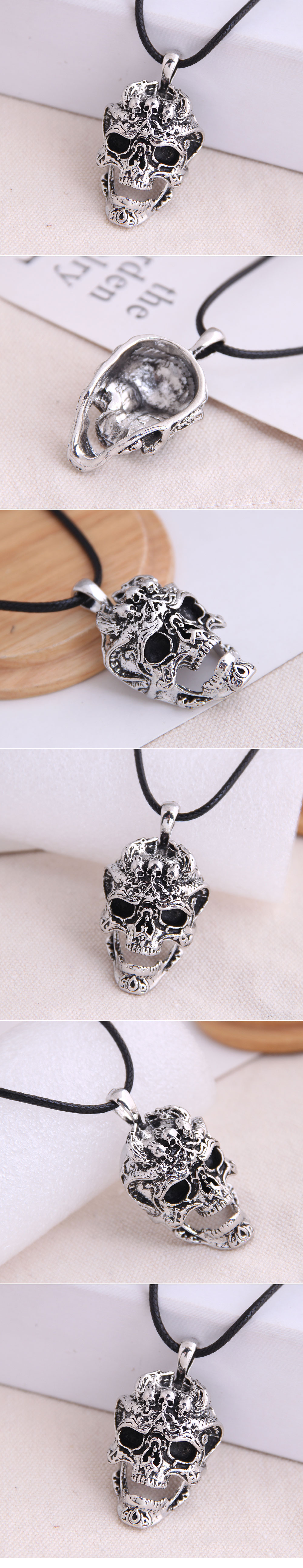 New Fashion Men Domineering Retro Skull Personality Necklace Wholesale Nihaojewelry display picture 1