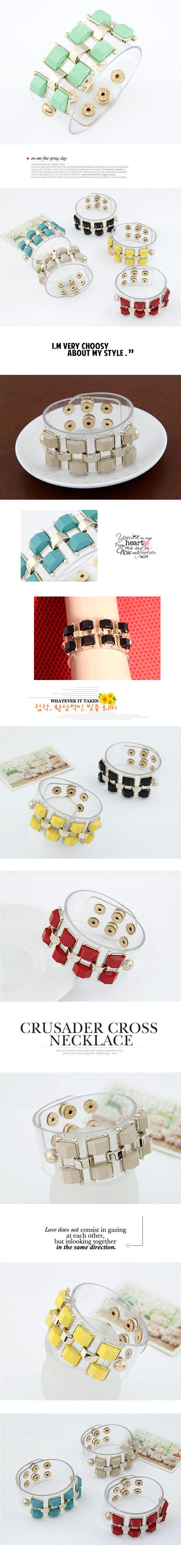 Fashion Texture Metal Rivets Fashion Transparent Rubber Wide Bracelet Wholesale Nihaojewelry display picture 1
