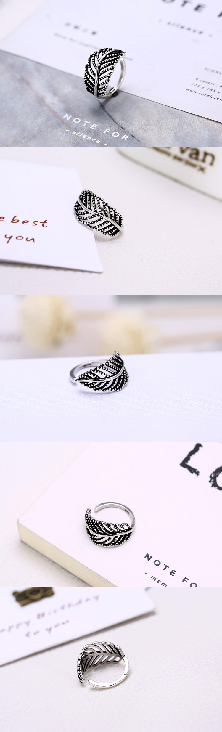 Koreanische Mode Retro Einfache Hohl Liebe Blatt Offenen Ring Großhandel Nihaojewelry display picture 1