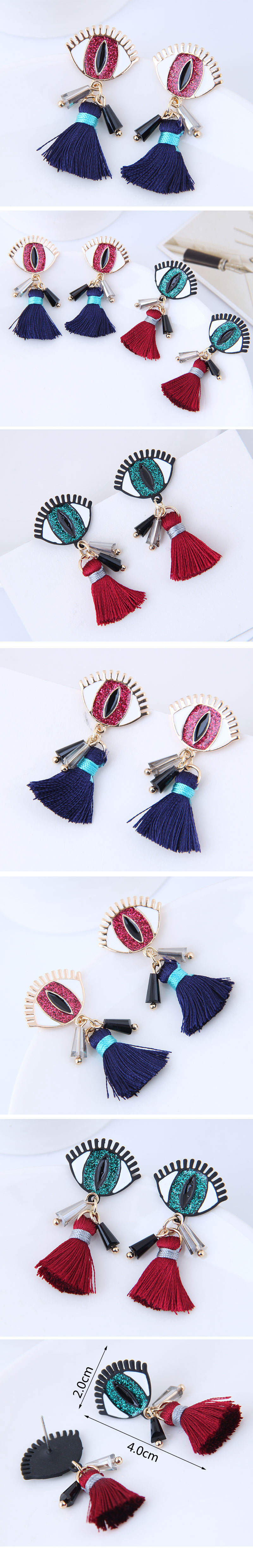 Korean Fashion Wild Metal Demon Eye Tassel Earrings Wholesale display picture 1