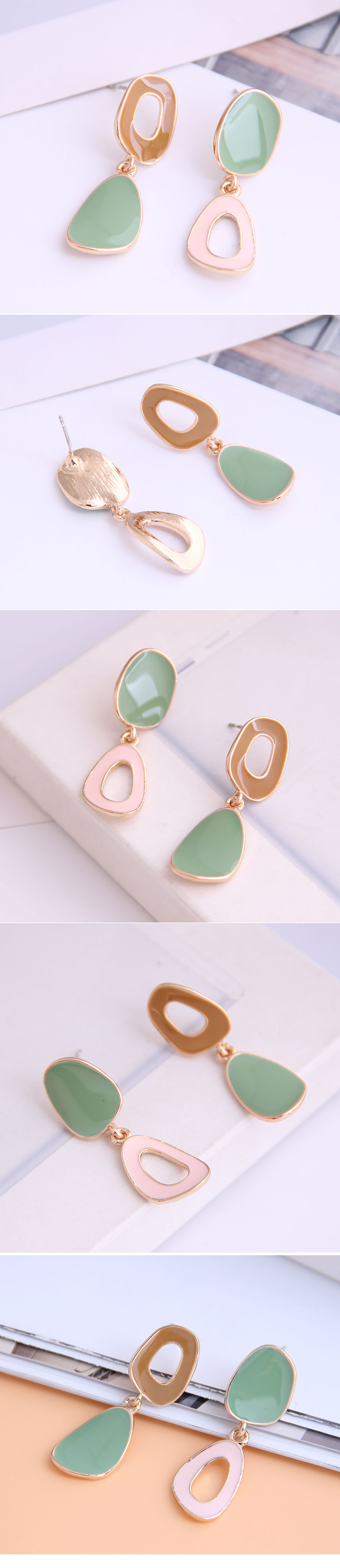 Boutique Korean Fashion Contrast Color Drop Earrings display picture 1