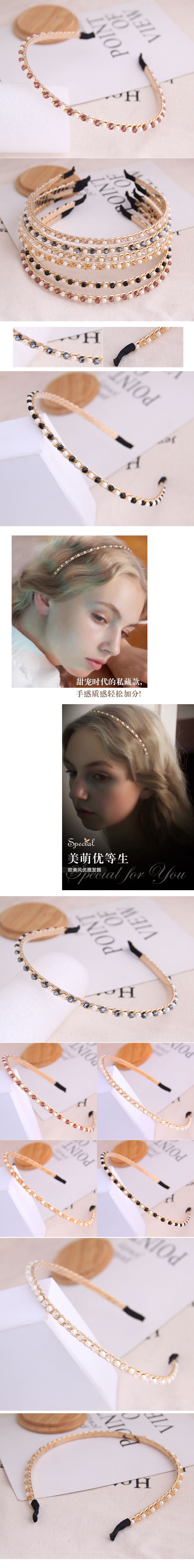 Koreanischen Stil Mode Wilden Einfache Und Zarte Kristall Perle Persönlichkeit Damen Stirnband/haar Zubehör Haarband Großhandel Niihaojewelry display picture 1