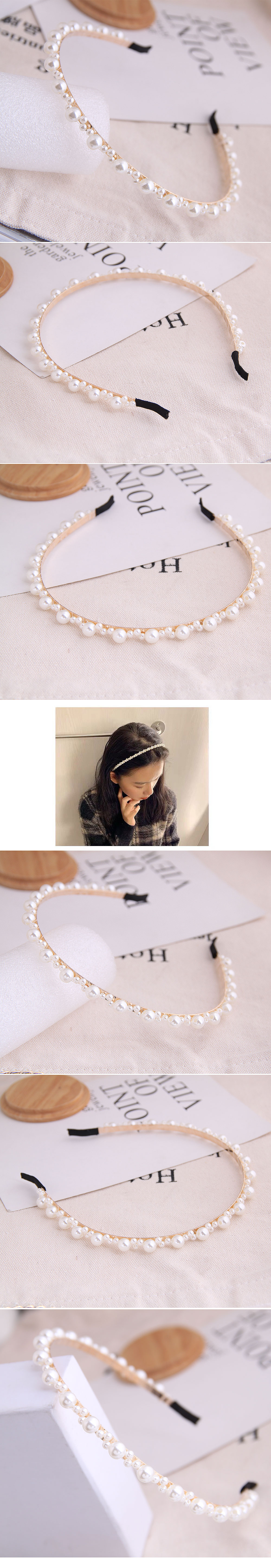 Korean Fashion All-match Simple And Delicate Messy Pearl Ms. Simple Headband Hair Accessories Hairband Wholesale Niihaojewelry display picture 1