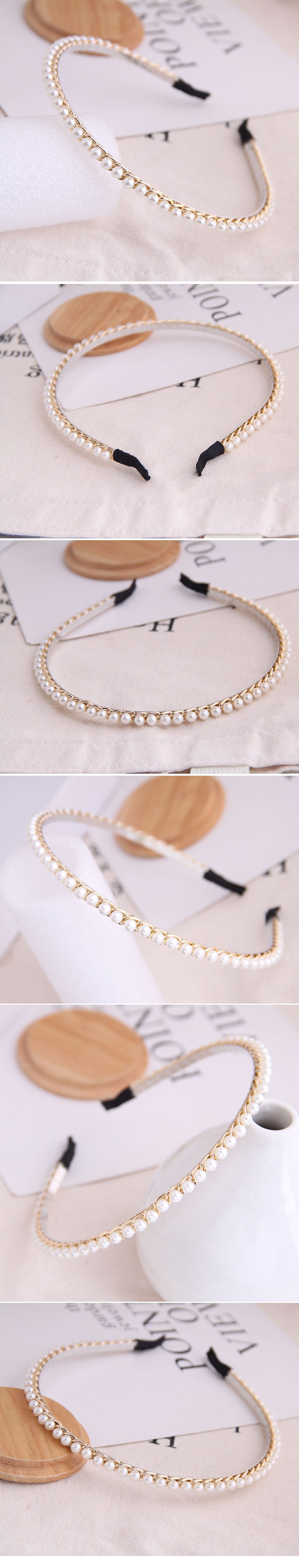 Style Coréen Mode Sauvage Simple Et Délicat Perle Dames Simple Bandeau Cheveux Accessoires Bandeau En Gros Niihaojewelry display picture 1