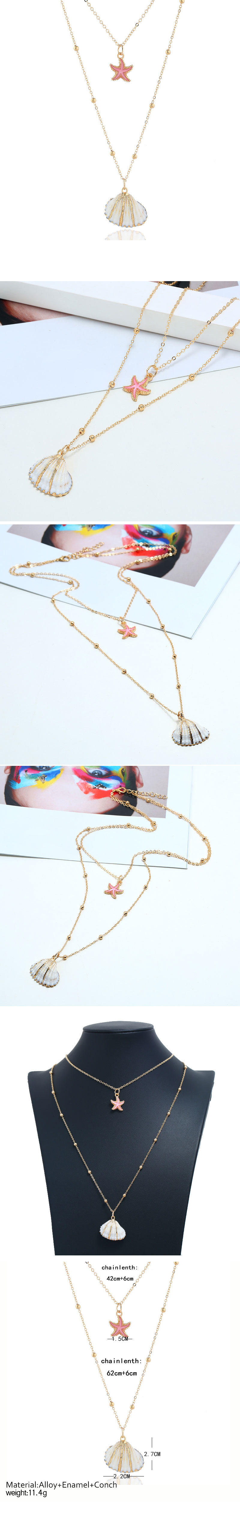 Mode Metall Einfache Muschel Zubehör Doppel Temperament Persönlichkeit Halskette Großhandel Niihaojewelry display picture 1
